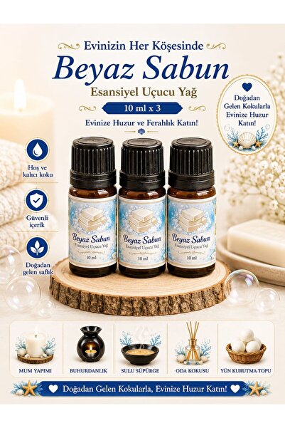 Topimania Yün Kurutma Topları Beyaz Sabun 10 ml 3 Adet Çamaşır Yün Kurutma To...