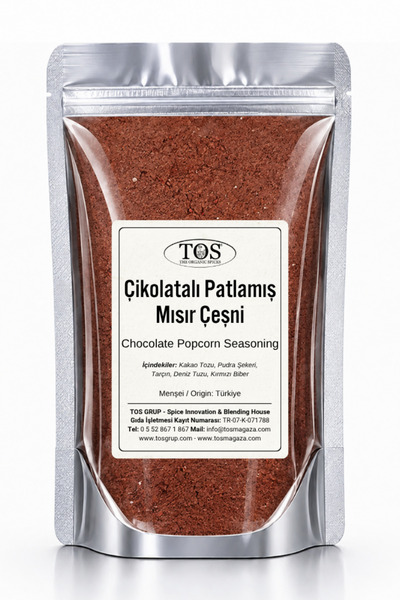 TOS The Organic Spices Çikolatalı Patlamış Mısır Çeşni 500 gr Chocolate Popco...