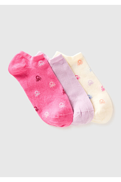 United Colors of Benetton Unisex Pembe Mix Pamuk Karışımlı Jakarlı Desenli Üç...