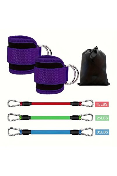 Choice5 75Lbs PURPLE 6-Piece Leg Resistance Band Set for Hip Strength Trainin...