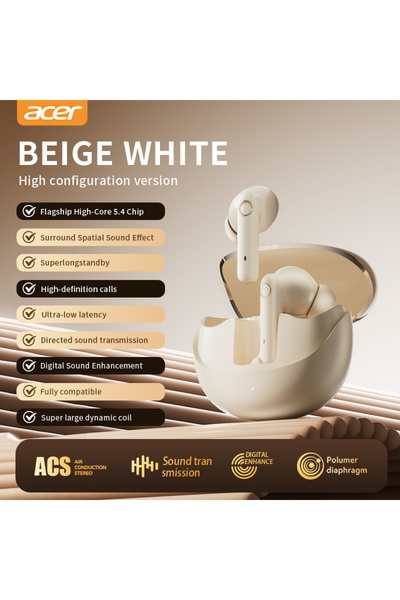 Choice1 Beige Acer Ohr546 Bluetooth Headphones 2025 New Model Wireless Earpho...