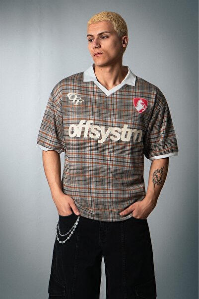 Plus Eighteen Offsystm Polo Collar Oversize Beige Men's Football Jersey