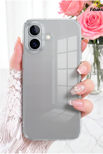 Fibaks iPhone 16 Plus Kılıf Kamera Korumalı Şeffaf Ultra Ince Esnek Renksiz S...