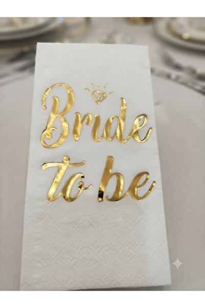 Deniz Party Store BRIDE TO BE GOLD VARAKLI WHITE SERVET 33X33 CM 16 PIECES