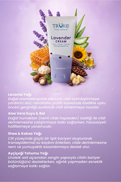 Trukid Lavanta Özlü Yatıştırıcı Bebek Cilt Bakım Kremi 100 ml