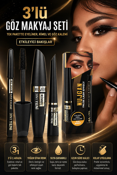 Makeuptime Kiraz 54’lü Far Paleti Ve 3’lü Rimel+eyeliner+göz Kalemi Seti