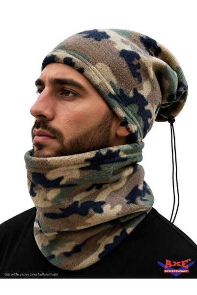 AXE SPORTSWEAR قبعة شتوية بنمط مموه للجنسين، قابلة للتحويل إلى قبعة بيريه، مع...