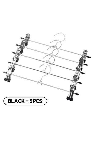 Choice black 5pcs Anti-slip Metal Clothes Hangers Wind Proof Multi-purpose Sk...
