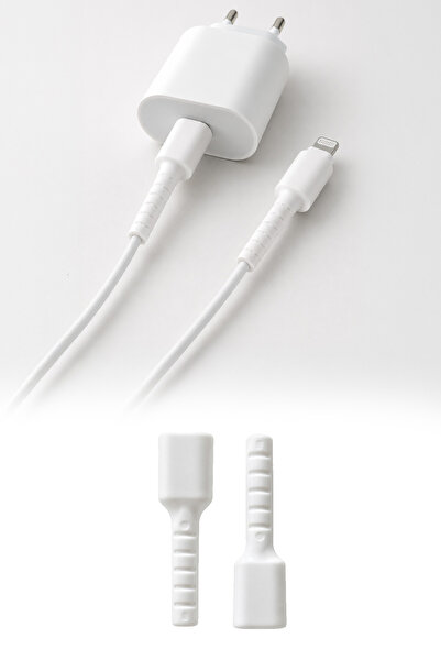 omilife Beyaz iPhone Kablo Ucu Koruyucu Silikon Lightning Uyumlu Şarj Kablosu...