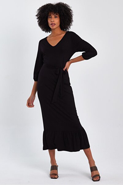 ALEXANDERGARDI V-Neck Ruffled Long Dress (B22-247A)