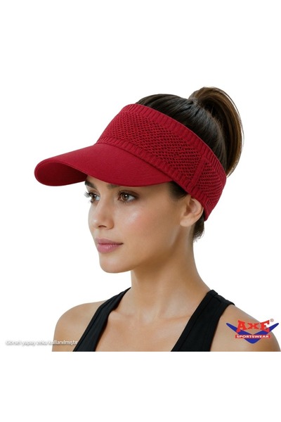 AXE SPORTSWEAR Red Stretchy Visor Hat Uv Sunscreen Casual Beach Tennis Cap