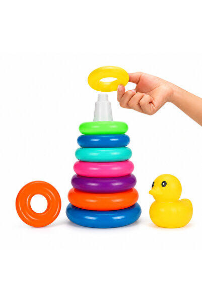 LOOFI Colorful Duck Ring Tower Toy 9 Pieces