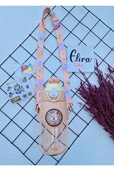 Berry Bottle School Water Bottle with Rabbit and Deer Figures and Teddy Bear ...