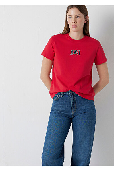Mavi Logo Printed Red T-Shirt Regular Fit / Normal Cut 1613412-88631