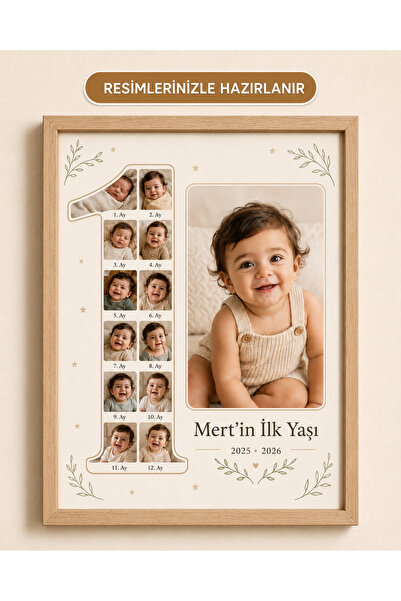 Sultan magnet hediyelik Kişiye Özel İlk 1 Yılım Fotoğraf Çerçevesi 12 Aylık B...
