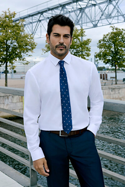ALTINYILDIZ CLASSICS Erkek Beyaz Ütü Gerektirmeyen Süper Non-iron Slim Fit Dar Kesim %100 Pamuk Gömlek