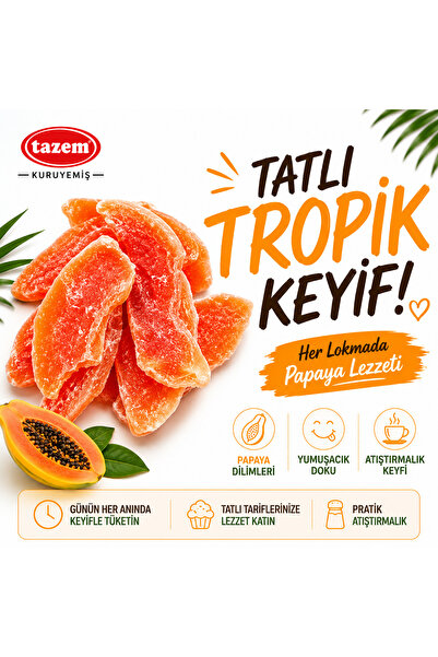 TAZEM KURUYEMİŞ Papaya Kurusu 500 G