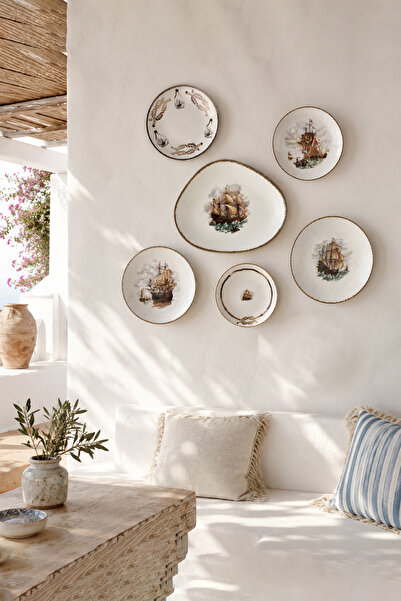 Bursa Porselen Dekor Ocean Porcelain Wall Plate Set (with Hanging Bracket)