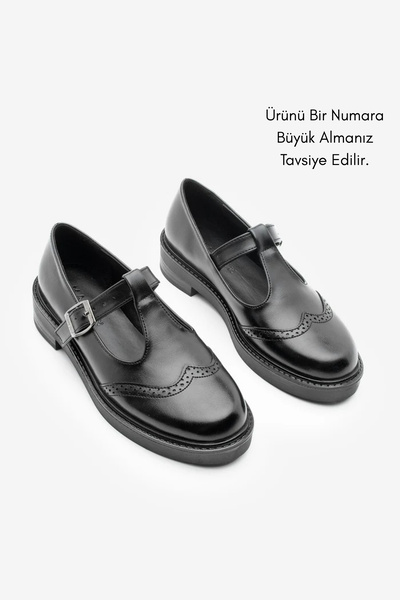 Marjin Kadın Loafer Çift Yüzlü Bantlı Günlük Ayakkabı Titra Siyah