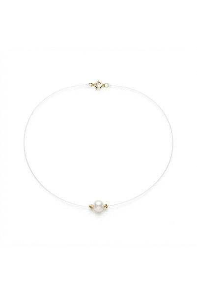 PIETRICELE Colier minimalist cu perle cultivate și 2 bile din aur de 14K cu î...