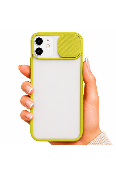 noktaks Apple Iphone 11 Kılıf Kamera Sürgü Mat Arka Yüzey Renkli Çerçeve Lens...