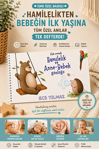 Lodos İSME ÖZEL Hamilelikten Bebeğin İlk Yaşına Tüm Anılarınız Tek Defterde (...