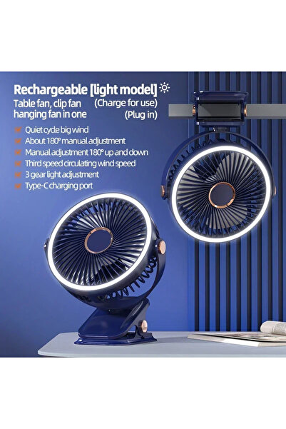 Choice1 Blue Camping Fan Rechargeable Desktop Portable Air Circulator Wireles...