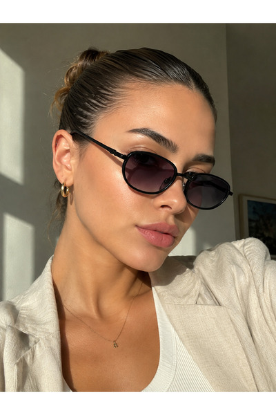 cavezzo Minimal Geometric Design Black Frame Black Glass Sunglasses Women%Men...