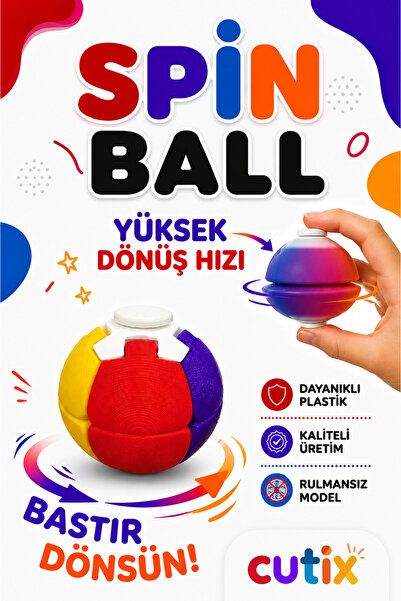 Cutix Rulmansız Spin Ball Dönen Top Stres Çarkı Stres Topu Bas Çevir Stres Oy...