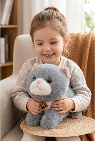 berattoys 35cm yatan kedi sesli peluş kedi miyavlayan kedi uyku arkadaşı hedi...