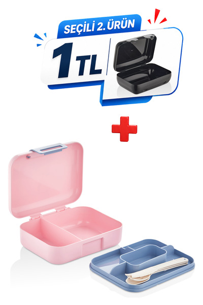 M&L LUNCH BOX 2 Katlı Beslenme Kutusu - Kendinden Kaşıklı, Çatallı, Bıçaklı -...
