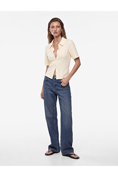 Koton Bürümcük Fabric Textured Buttoned Short Sleeve Shirt