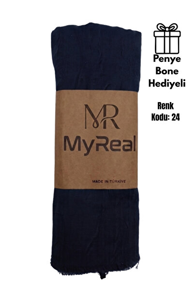 MyReal شال من خيزران الكراش باللون الأزرق الداكن - نسيج طبيعي لا يحتاج للكي (...