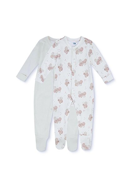 MOTHERCARE Kız Bebek Tulum Kelebek Baskılı Çıtçıtlı Bisiklet Yaka Long Sleeve...
