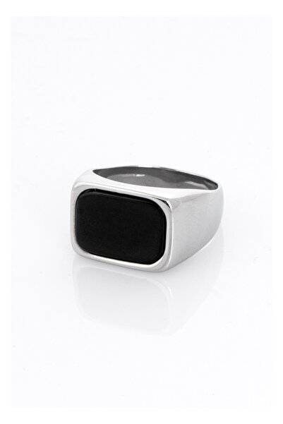 UKHWD SUPPLY Silver Men's Ring with Black Stones