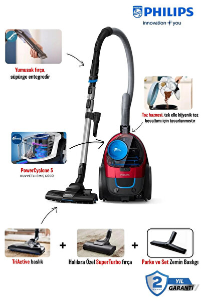 Philips Powerpro Citytoz Torbasız Süpürge Powercyclone5 Alergy Hepa 13 Filitr...
