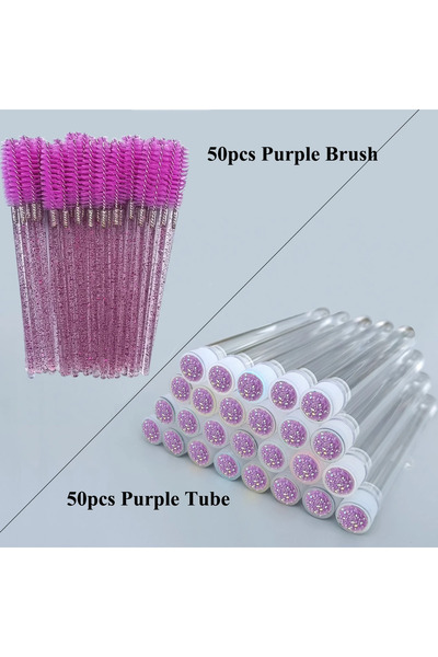 Choice4 A0035-50PCS-PURPLE 50 قطعة أنبوب فرشاة رموش قابل لإعادة الاستخدام لتم...