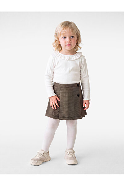 Koton Long Sleeve Crew Neck Cotton T-Shirt with Ruffle Detail