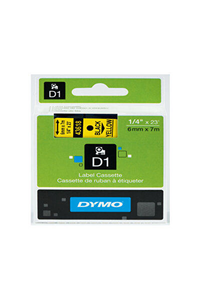 Dymo D1 Ribbon Standard 6 Mmx7 Mt Black on Yellow 43618 S0720790