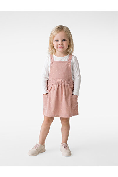 Koton Cotton Square Neck Cross Strap Pocket Detail Polka Dot Mini Dress