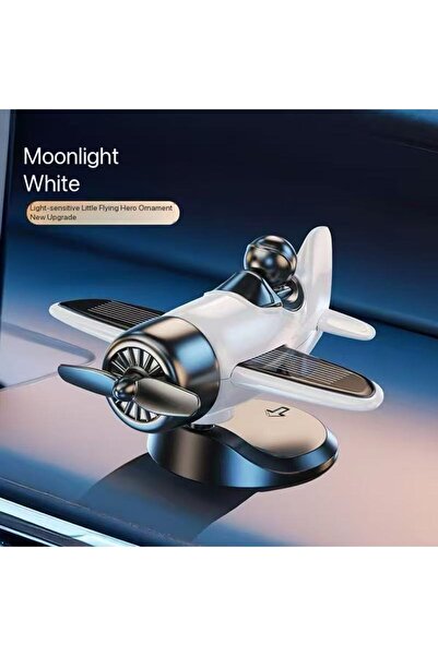 Choice6 white 1pc Solar Powered Rotating Airplane Car Dashboard Ornament 360°...