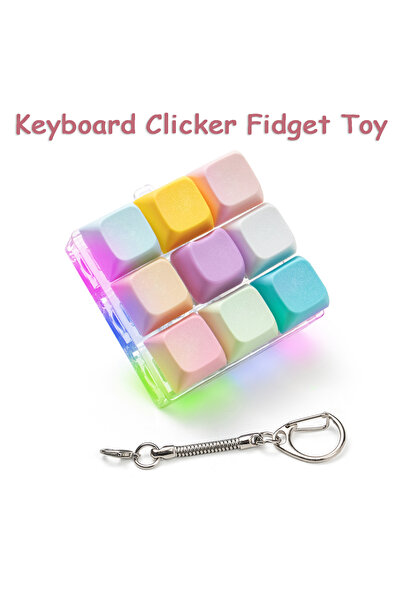 Choice3 A Keyboard Fidget Toy Fidget Keychain with Led Light Button Keyboard ...