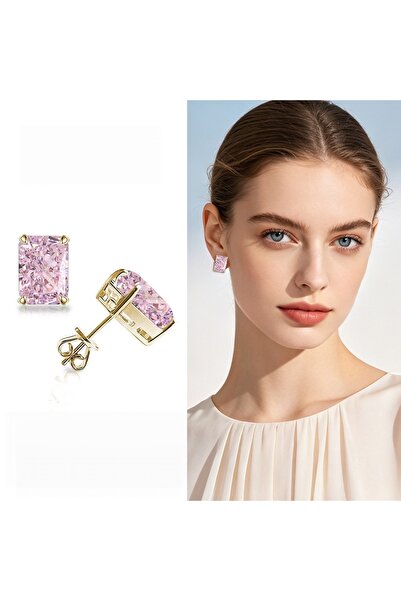 MEETMAY 18K Gold Plated S925 Silver Radiant Cut Earrings - 4ct 8x10mm Crushed...