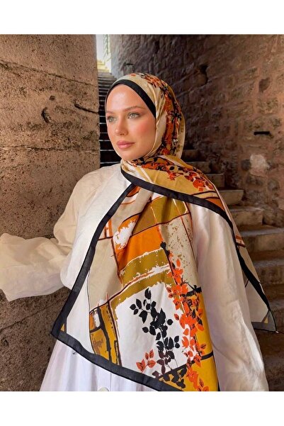 Axesoire 15401 Turuncu Desenli Şal 90x180 cm
