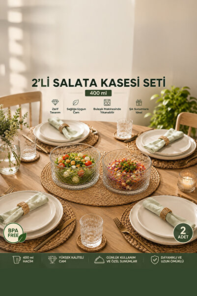 Porsima طقم وعاء تقديم من الزجاج الكريستالي مكون من قطعتين طقم وعاء سلطة ماغن...
