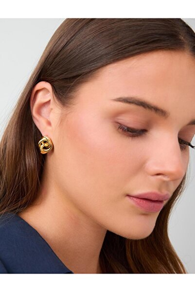 Jimmy Key Modern Earrings with Gold Color Spiral Chain Figures