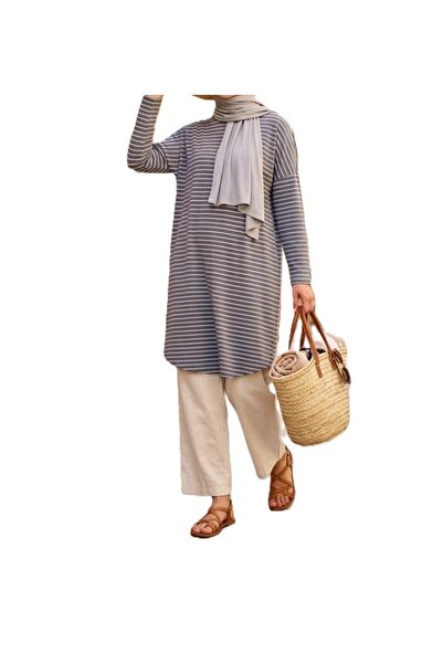 RESPİRO Comfortable Cut Striped Seasonal Tunic Plus Size Tunic Does Not Show ...