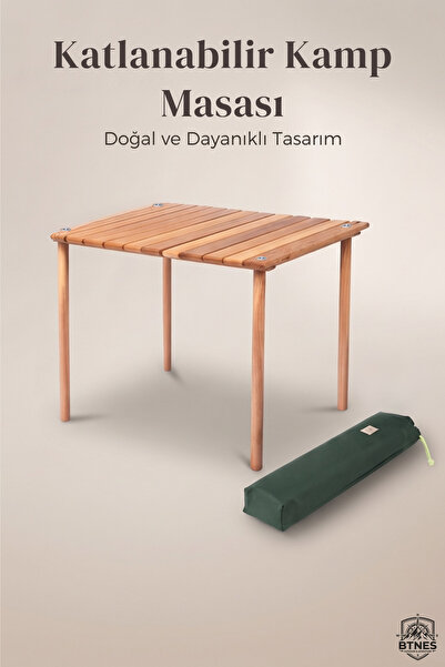 BTNES Ahşap Katlanır Kamp Masası – Rulo Şeklinde Taşınabilir Piknik ve Bahçe ...