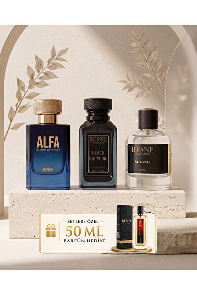 besneparfum Besne Parfüm Alfa Black Sapphire Milano Niche Erkek Set