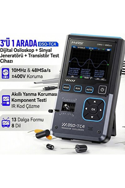 FNIRSI DSO-TC4 10MHz 48MS/s 3in1 Osiloskop Transistör Test ve Sinyal Jeneratörü